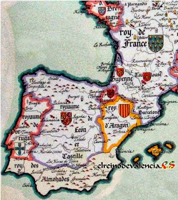 Mapa del mismo año en que los cristianos reconquistaron Ibiza, 1235. SE conserva en la Biblioteca Nacional de París. En él se demuestra que no existía ninguna región ni país conocido por Cataluña. Como ya sabíamos todos quienes hemos estudiado un poco estos temas.