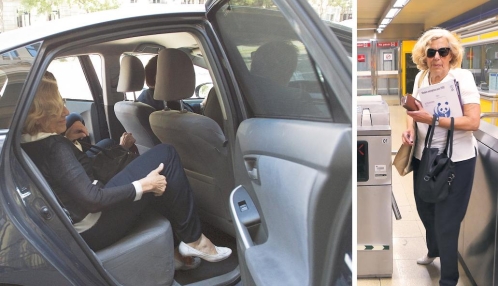 Manuela Carmena no s ebaja del coche oficial, tras dar el pego y la falsa imagen de populismo barato.