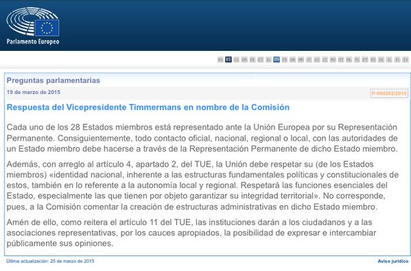 la respuesta del VP de la Comisión Europea, Frans Timmermans
