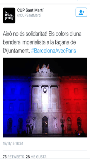 Vergonya: así «condena» la CUP lo de&nbsp;París