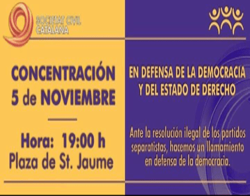 Llamada de SCC a acudir a la Plaza San Jaime ante el golpe de Estado&nbsp;separatista