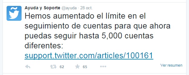 Tweet límite 500 Ayuda | Maria en la red