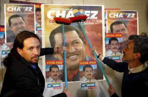 'Coleta Morada' colaborando en la campaña electoral del difunto Chávez, verdadero enemigo de Venezuela y benefactor de Nicolás Maduro.