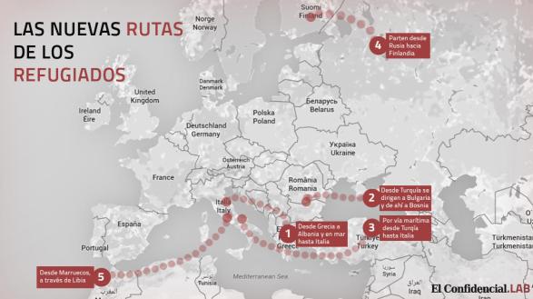 Las nuevas rutas de los refugiados. (El Confidencial.LAB)